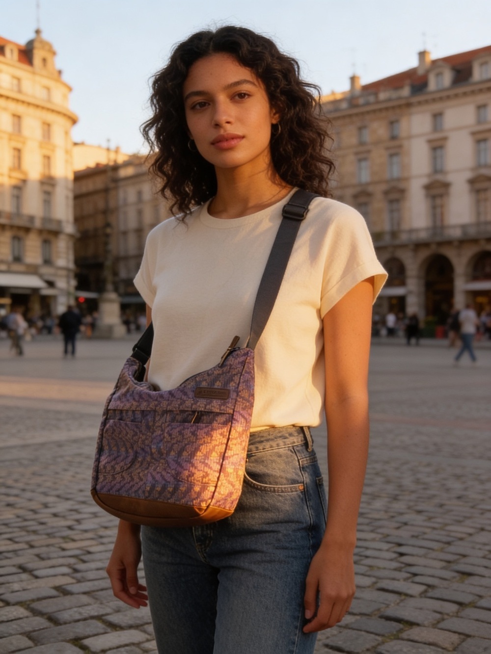 Columbia Purple and Brown Woven Crossbody Bag